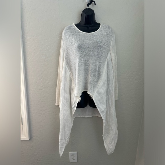 Capri 100% Capri Sharkbite White Tunic Summer Bohemian Lightweight Asymm…
